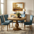 Five Piece Natural Round Solid Wood Dining Set with Four Chairs  Warm Home View