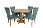 Five Piece Natural Round Solid Wood Dining Set with Four Chairs  Warm Home View