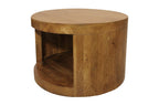 Set of Two Walnut Solid Wood Round Distressed Solid Nested Coffee Tables  Warm Home View