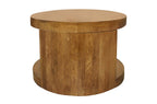 Set of Two Walnut Solid Wood Round Distressed Solid Nested Coffee Tables  Warm Home View