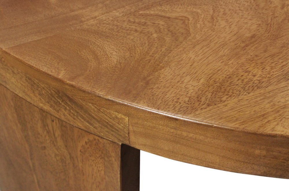 Set of Two Walnut Solid Wood Round Distressed Solid Nested Coffee Tables  Warm Home View