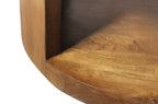 Set of Two Walnut Solid Wood Round Distressed Solid Nested Coffee Tables  Warm Home View