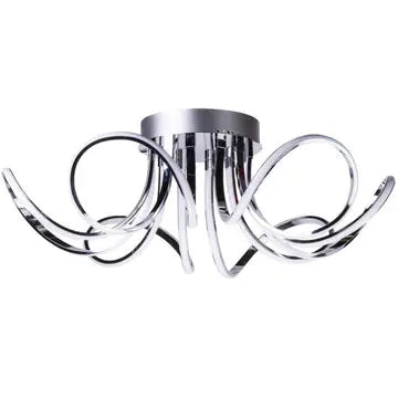 6  Petal Flower LED Strip Flush Mount Lamp // Chrome and  Dimmable  Warm Home View