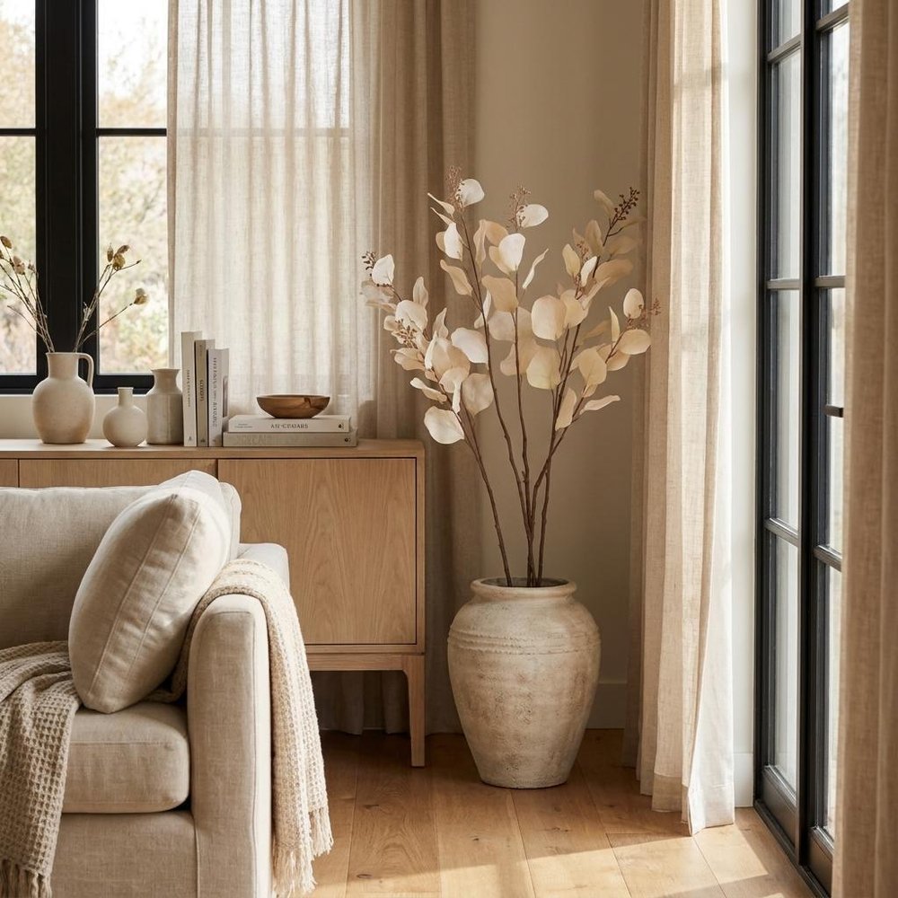 Set of Two 3" Beige Artificial  Warm Home View