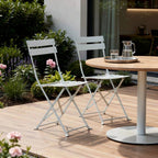 Set of Two White Aluminum Outdoor Folding Dining Chairs  Warm Home View