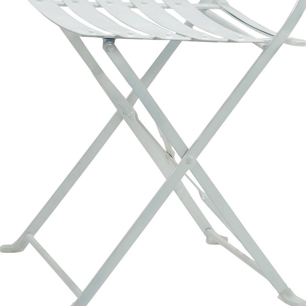 Set of Two White Aluminum Outdoor Folding Dining Chairs  Warm Home View