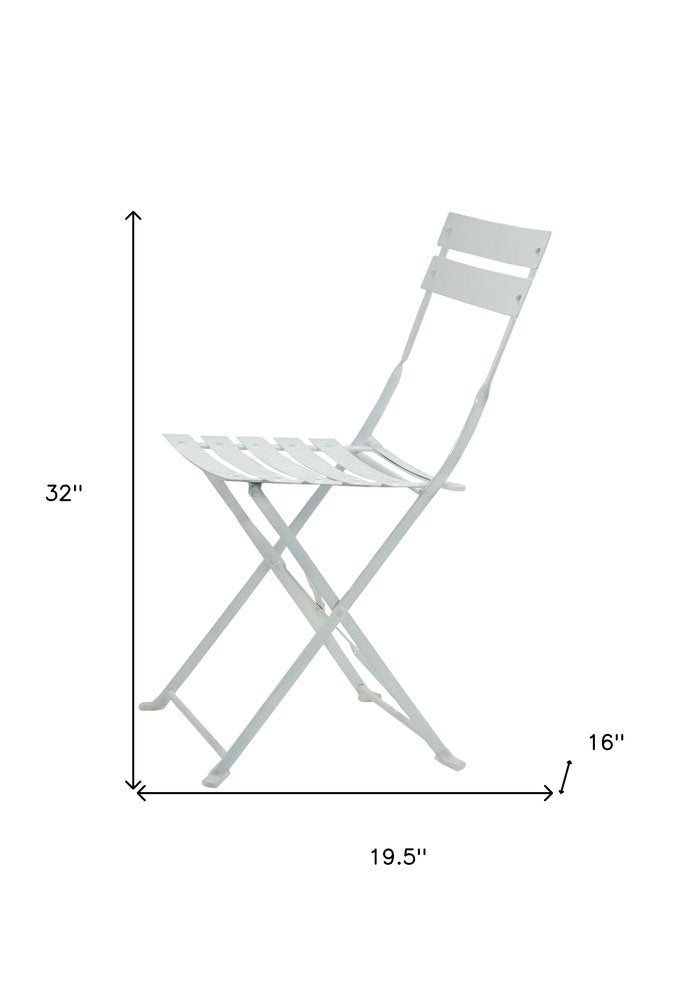 Set of Two White Aluminum Outdoor Folding Dining Chairs  Warm Home View