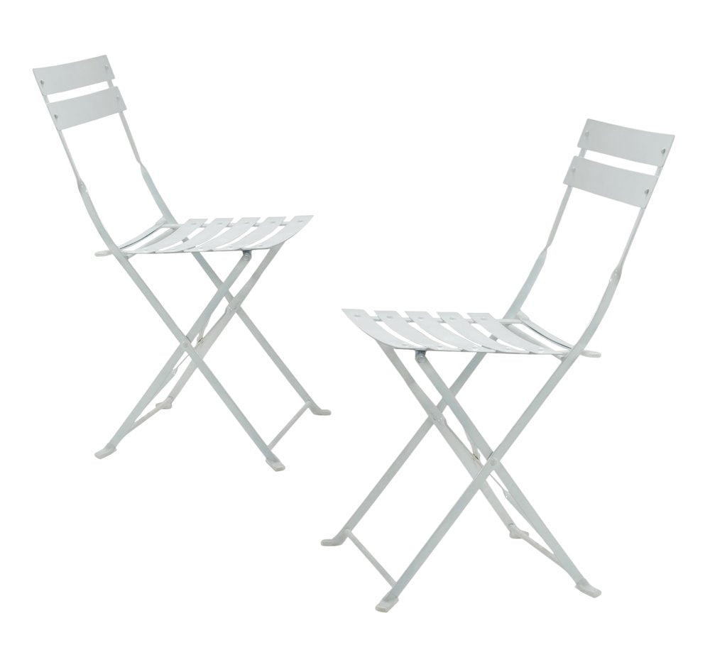 Set of Two White Aluminum Outdoor Folding Dining Chairs  Warm Home View