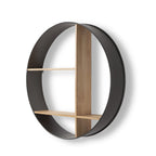 36" Black And Brown Metal And Wood Circular Multi Tier Shelf  Warm Home View