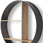 36" Black And Brown Metal And Wood Circular Multi Tier Shelf  Warm Home View