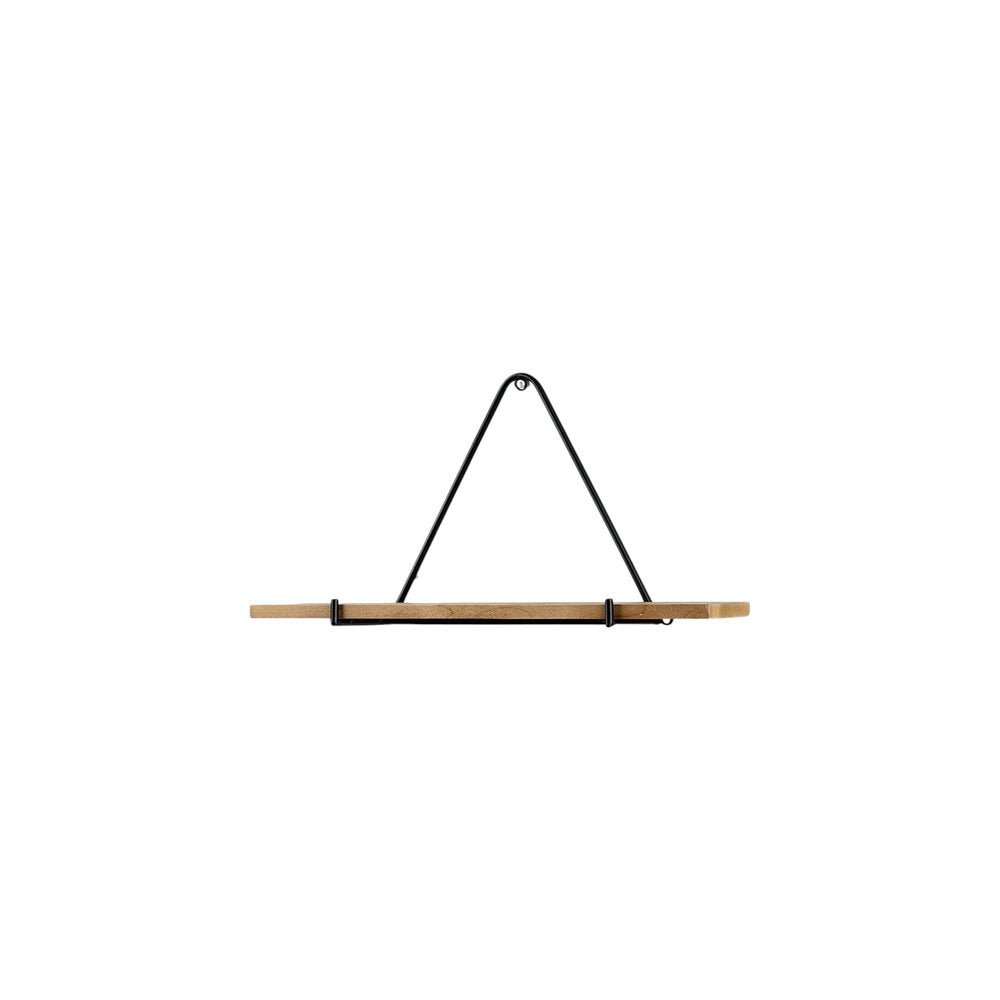 Set Of Three Black And Brown Metal And Solid Wood Triangle Wall Mounted Accent Shelves  Warm Home View