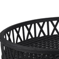 Set of Two Black Round Wicker Handmade Serving Trays  Warm Home View