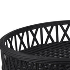 Set of Two Black Round Wicker Handmade Serving Trays  Warm Home View