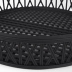 Set of Two Black Round Wicker Handmade Serving Trays  Warm Home View