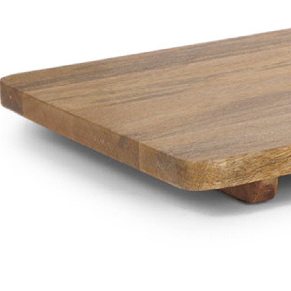 Set of Two Natural Solid Wood Handmade Serve Boards With Handles  Warm Home View