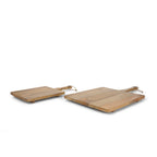 Set of Two Natural Solid Wood Handmade Serve Boards With Handles  Warm Home View