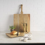 Set of Two Natural Solid Wood Handmade Serve Boards With Handles  Warm Home View