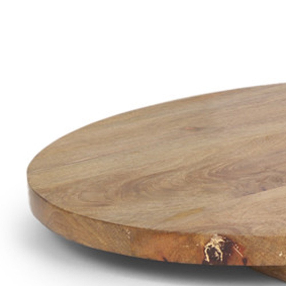 Set of Two Natural Solid Wood Handmade Round Serve Boards With Handles  Warm Home View