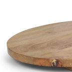 Set of Two Natural Solid Wood Handmade Round Serve Boards With Handles