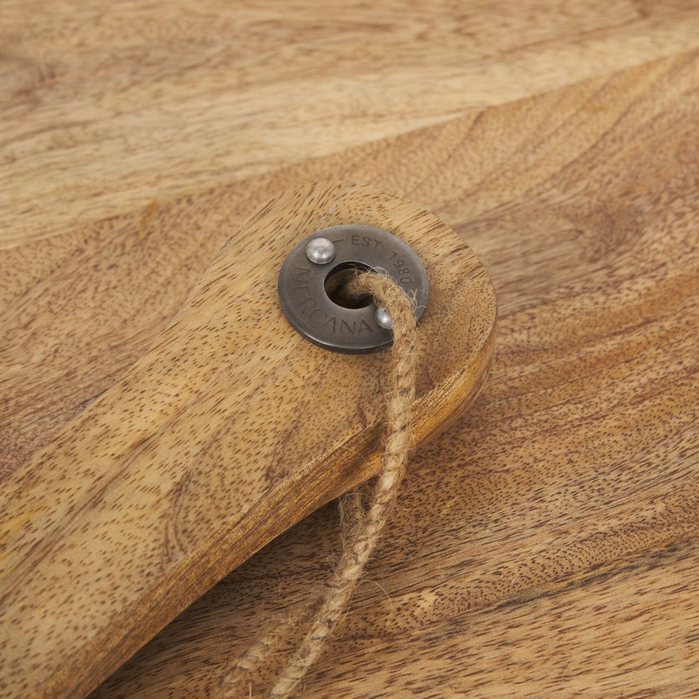 Set of Two Natural Solid Wood Handmade Round Serve Boards With Handles  Warm Home View
