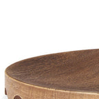 Set of Two Natural Light Brown Round Wood Handmade Serving Trays  Warm Home View