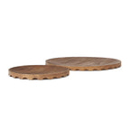 Set of Two Natural Light Brown Round Wood Handmade Serving Trays  Warm Home View