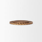 Set of Two Natural Light Brown Round Wood Handmade Serving Trays  Warm Home View