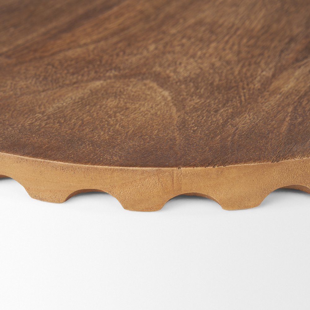 Set of Two Natural Light Brown Round Wood Handmade Serving Trays  Warm Home View