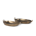 Set of Two Gold Oval Metal Handmade Serving Tray With Handles  Warm Home View