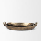 Set of Two Gold Oval Metal Handmade Serving Tray With Handles  Warm Home View