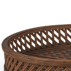 Set of Two Brown Round Wicker Handmade Serving Tray  Warm Home View