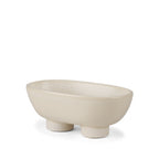 8" Cream Ceramic Oval Pedestal Centerpiece Bowl  Warm Home View