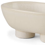 8" Cream Ceramic Oval Pedestal Centerpiece Bowl  Warm Home View
