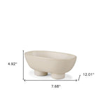 8" Cream Ceramic Oval Pedestal Centerpiece Bowl  Warm Home View