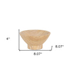 8" Beige Sandstone Round Pedestal Centerpiece Bowl  Warm Home View