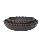 Set of Two Black Solid Wood Beaded Edge Round Centerpiece Bowls  Warm Home View