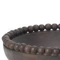 Set of Two Black Solid Wood Beaded Edge Round Centerpiece Bowls  Warm Home View
