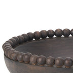 Set of Two Black Solid Wood Beaded Edge Round Centerpiece Bowls  Warm Home View