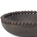 Set of Two Black Solid Wood Beaded Edge Round Centerpiece Bowls  Warm Home View