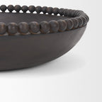 Set of Two Black Solid Wood Beaded Edge Round Centerpiece Bowls  Warm Home View