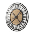 42" Black And Natural Iron And Wood Analog Round Wall Clock  Warm Home View