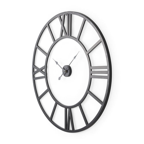 42" Black Iron Analog Round Wall Clock  Warm Home View