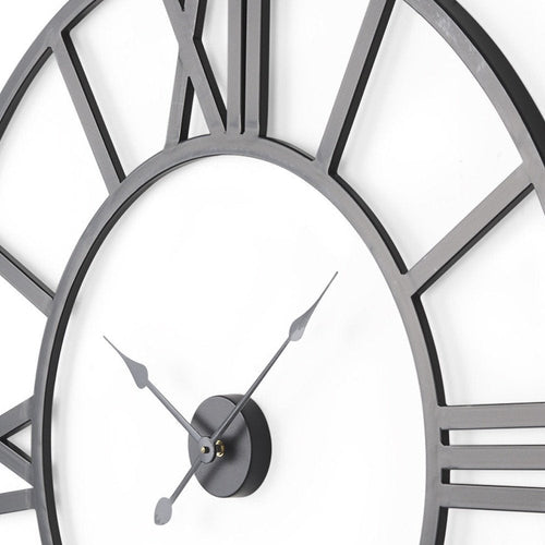 42" Black Iron Analog Round Wall Clock  Warm Home View