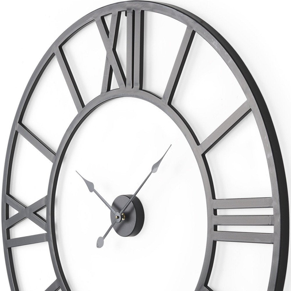 42" Black Iron Analog Round Wall Clock  Warm Home View
