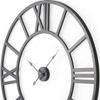 42" Black Iron Analog Round Wall Clock  Warm Home View