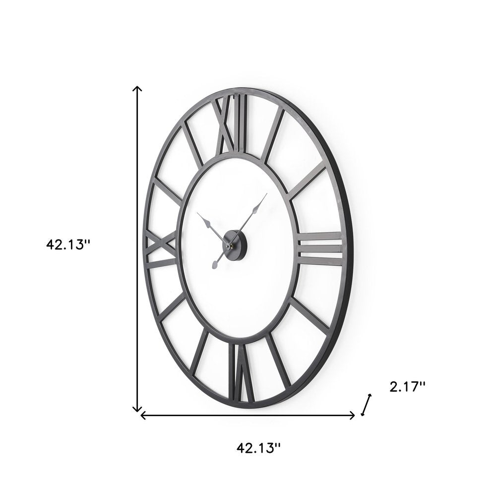 42" Black Iron Analog Round Wall Clock  Warm Home View