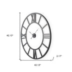 42" Black Iron Analog Round Wall Clock  Warm Home View