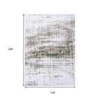 9' X 13' White Gray And Green Abstract Washable Area Rug With UV Protection  Warm Home View