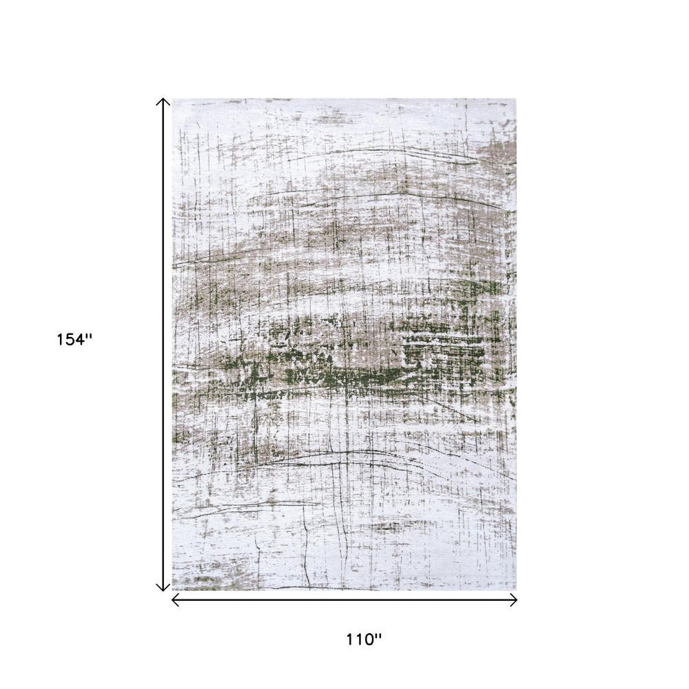 9' X 13' White Gray And Green Abstract Washable Area Rug With UV Protection  Warm Home View