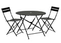 Three Piece Black Round Metal Dining Set with Two Chairs  Warm Home View
